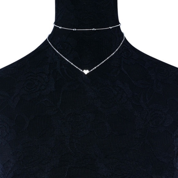 Cute Set Silver Heart Ball Chain Choker Necklace - Picture 3 of 6